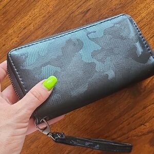 Ardene Black Textured Wallet Camo Nylon